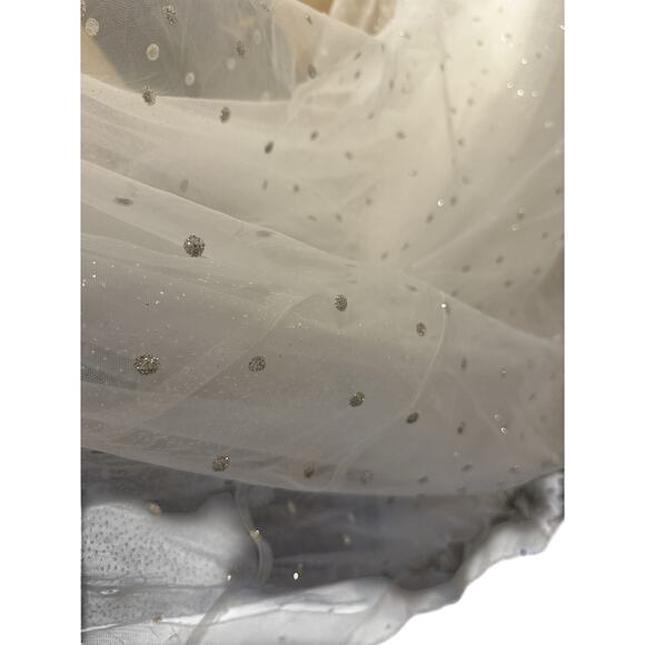 Monica Loretti Wedding Dress Style #8188 SZ 12 White With Sheer Sleeves - Picture 11 of 16